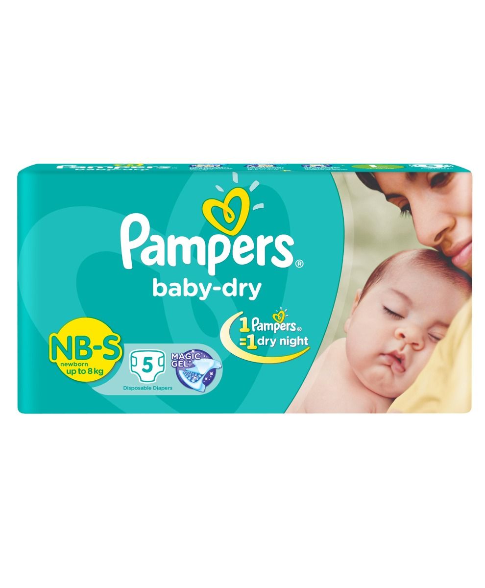 Pampers Baby-Dry NB-S 5 Diapers (New Born Up to 8 kg)